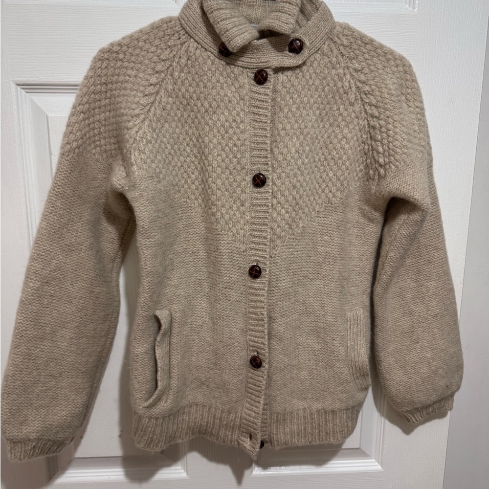 Cozy Beige Sweater All Pure Wool - Medium Size